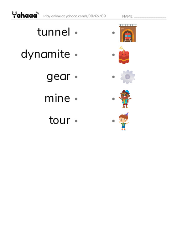 RAZ Vocabulary O: Deep Inside a Copper Mine PDF link match words worksheet