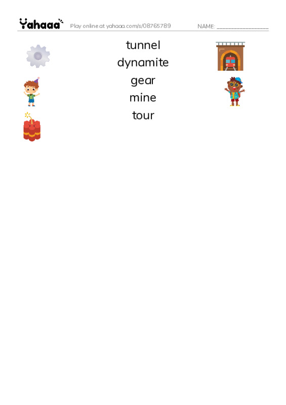 RAZ Vocabulary O: Deep Inside a Copper Mine PDF three columns match words