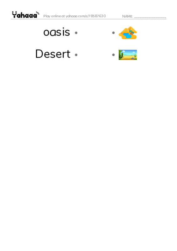 RAZ Vocabulary O: Desert People PDF link match words worksheet