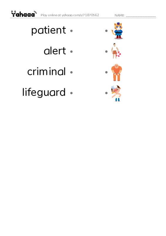 RAZ Vocabulary O: Dogs at Work PDF link match words worksheet