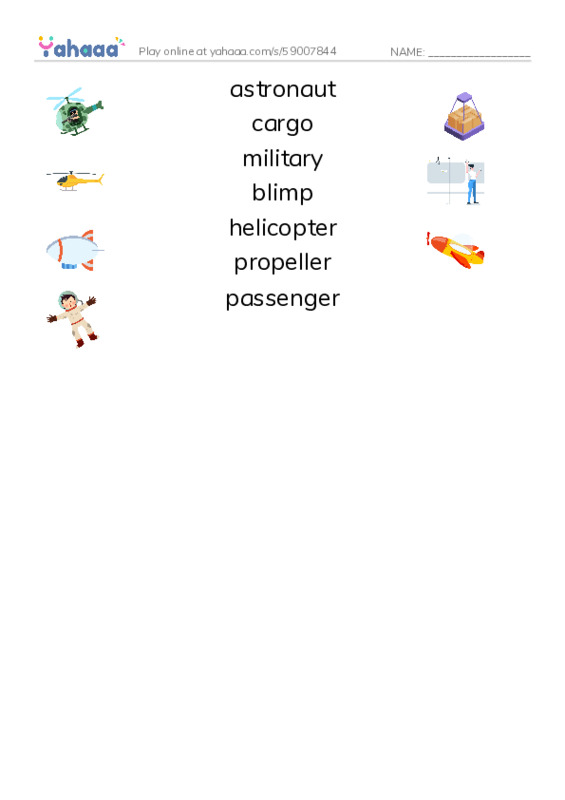 RAZ Vocabulary O: Fantastic Flying Machines1 PDF three columns match words