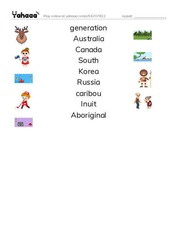 RAZ Vocabulary O: Friends Around the World PDF three columns match words
