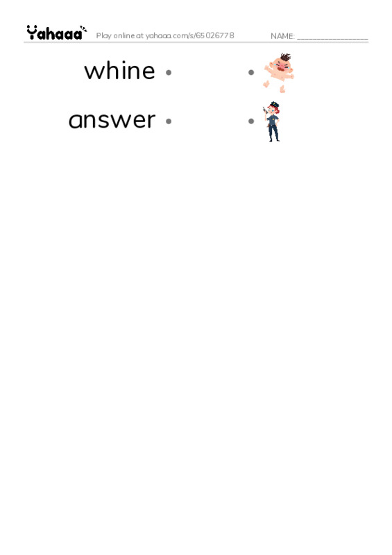 RAZ Vocabulary O: Goldilocks and the Three Bears PDF link match words worksheet