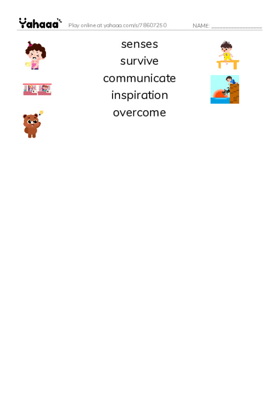 RAZ Vocabulary O: Helen Keller PDF three columns match words