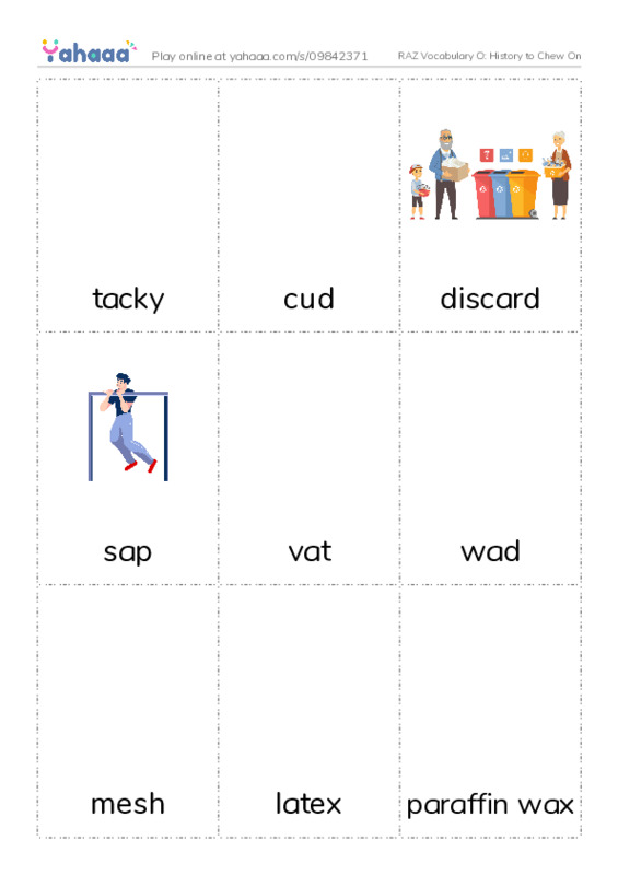 RAZ Vocabulary O: History to Chew On PDF flaschards with images