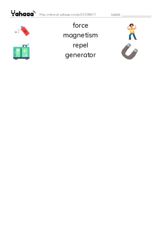 RAZ Vocabulary O: Magnetism PDF three columns match words