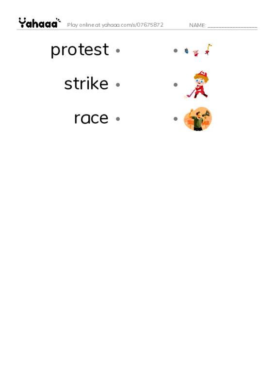 RAZ Vocabulary O: Martin Luther King Jr PDF link match words worksheet