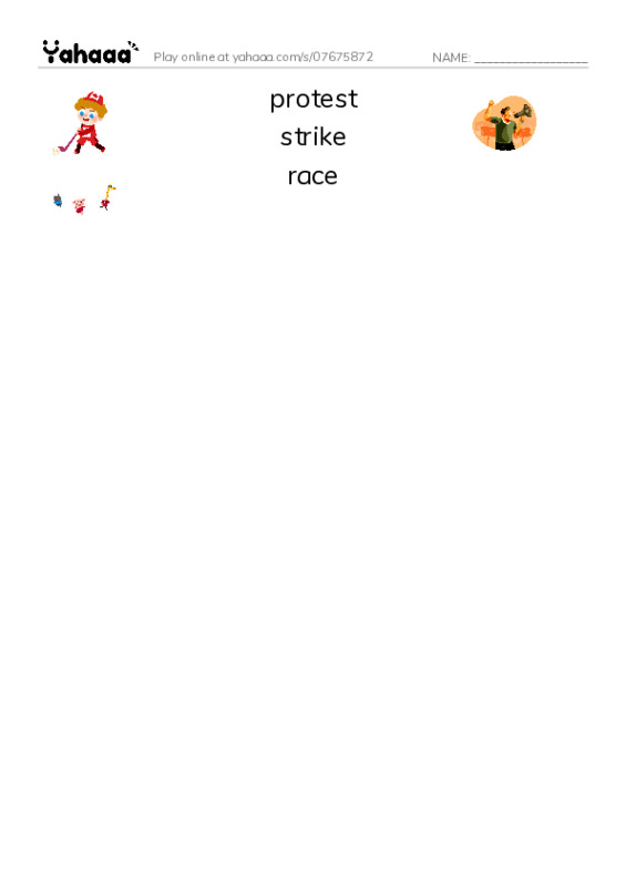 RAZ Vocabulary O: Martin Luther King Jr PDF three columns match words