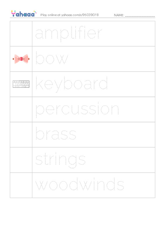RAZ Vocabulary O: Musical Instruments PDF one column image words