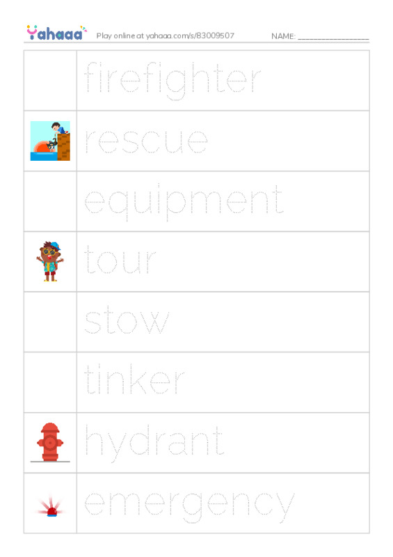 RAZ Vocabulary O: My Uncle Is a Firefighter PDF one column image words