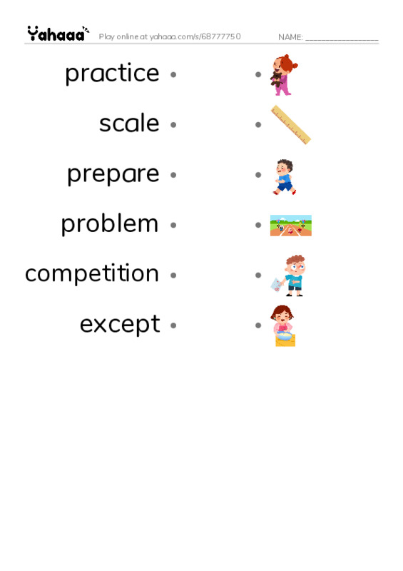 RAZ Vocabulary O: Rockin Rhythm and Sweet Harmony PDF link match words worksheet