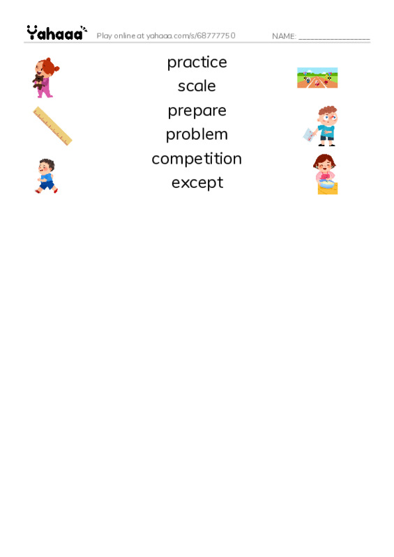 RAZ Vocabulary O: Rockin Rhythm and Sweet Harmony PDF three columns match words