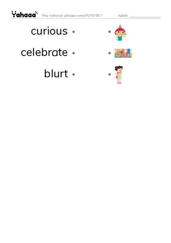 RAZ Vocabulary O: The 100th Day Project PDF link match words worksheet