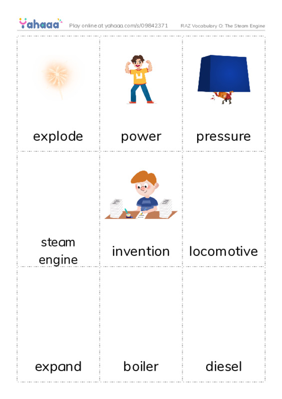 RAZ Vocabulary O: The Steam Engine PDF flaschards with images