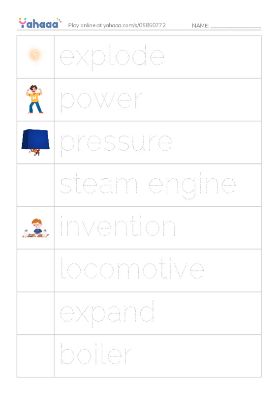 RAZ Vocabulary O: The Steam Engine PDF one column image words