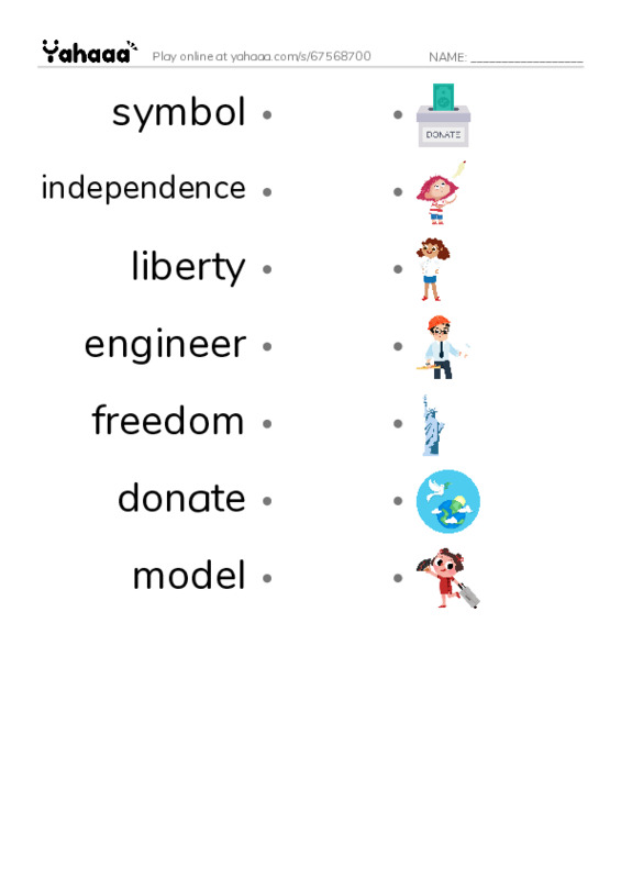 RAZ Vocabulary O: The Story of the Statue PDF link match words worksheet