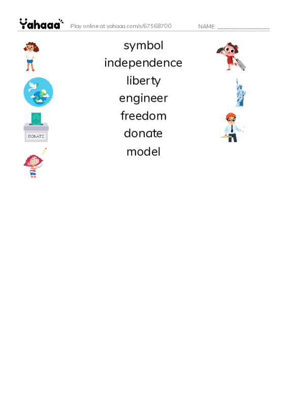 RAZ Vocabulary O: The Story of the Statue PDF three columns match words