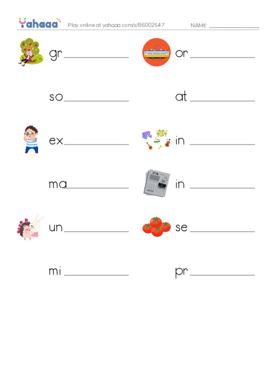 RAZ Vocabulary O: Voyagers in Space PDF worksheet writing row