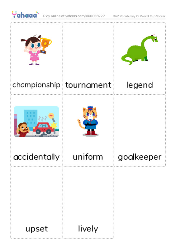 RAZ Vocabulary O: World Cup Soccer PDF flaschards with images