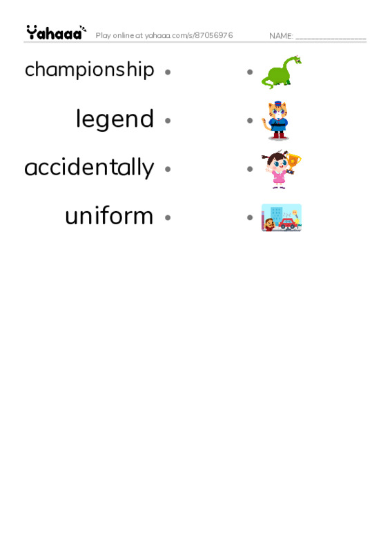 RAZ Vocabulary O: World Cup Soccer PDF link match words worksheet