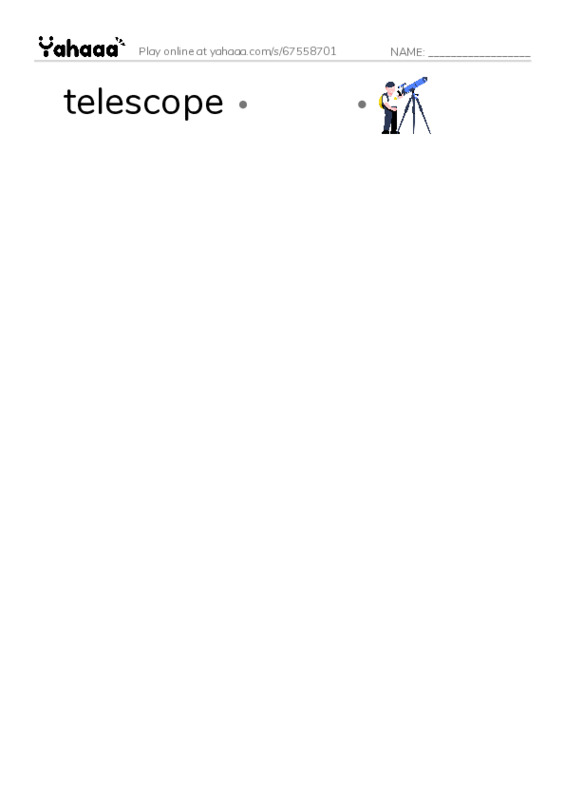 RAZ Vocabulary Q: A Visit to Kitt Peak PDF link match words worksheet