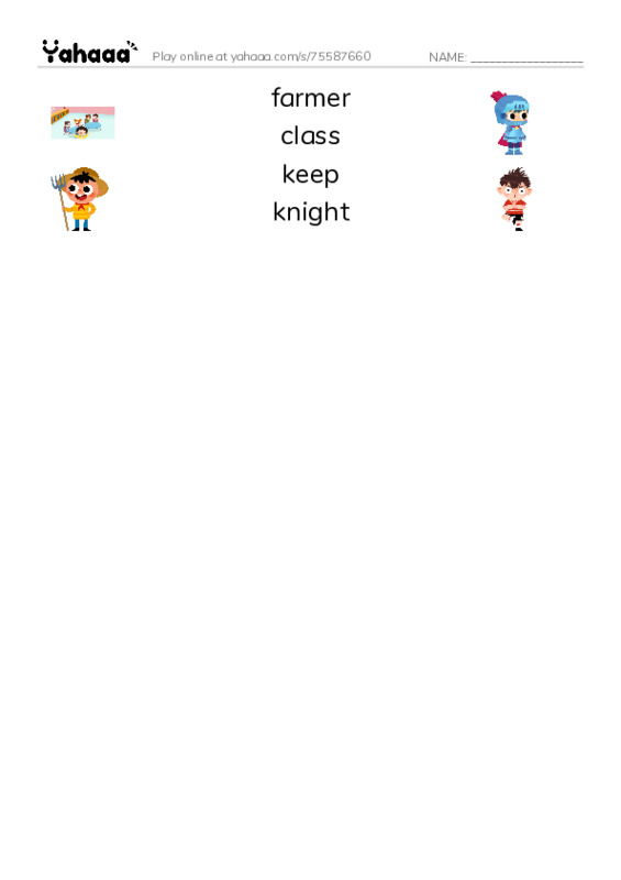 RAZ Vocabulary Q: Castles1 PDF three columns match words