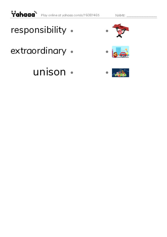 RAZ Vocabulary Q: Eleventeen PDF link match words worksheet