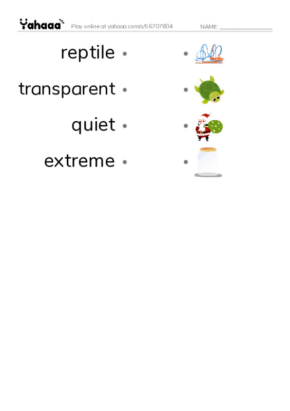 RAZ Vocabulary Q: Extreme Animals PDF link match words worksheet