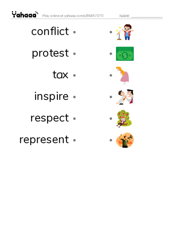 RAZ Vocabulary Q: Gandhi1 PDF link match words worksheet