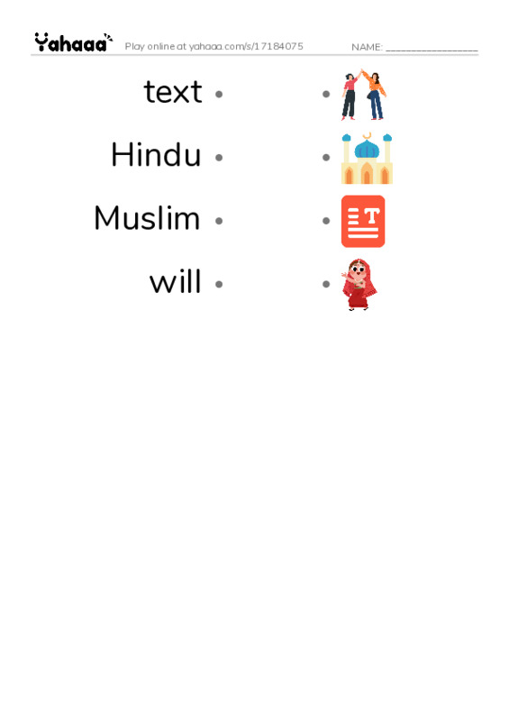 RAZ Vocabulary Q: Gandhi2 PDF link match words worksheet