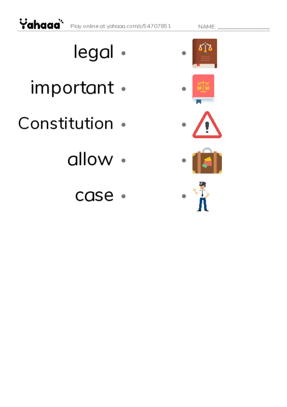 RAZ Vocabulary Q: Good for Thurgood PDF link match words worksheet