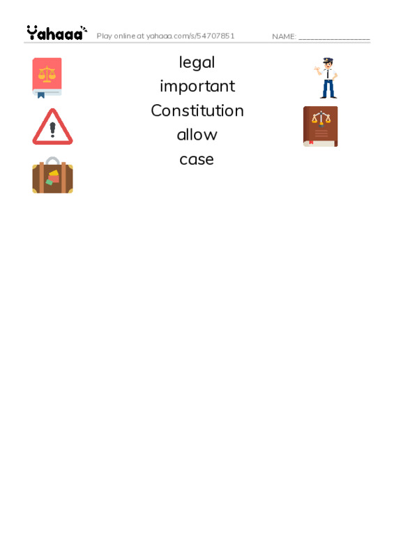 RAZ Vocabulary Q: Good for Thurgood PDF three columns match words