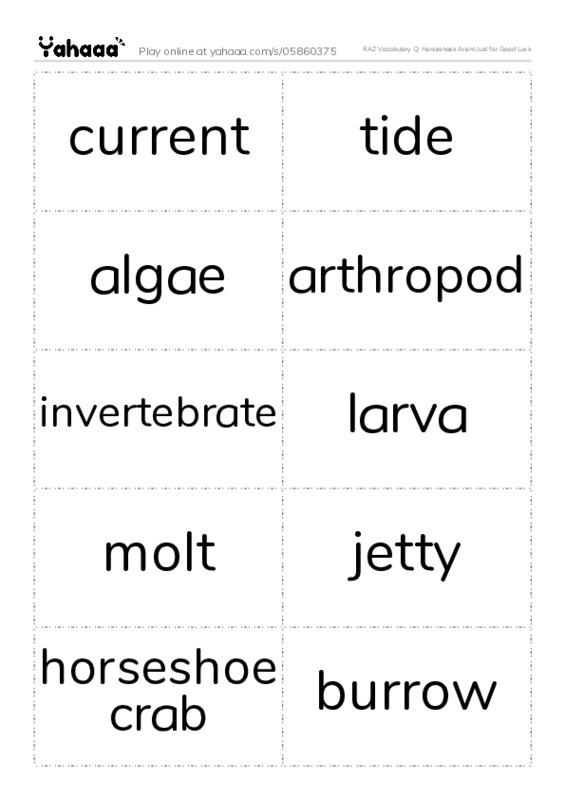 RAZ Vocabulary Q: Horseshoes Arent Just for Good Luck PDF two columns flashcards