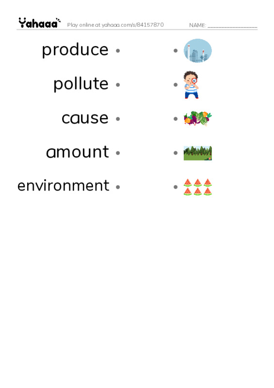 RAZ Vocabulary Q: Landfills What a Load of Garbage PDF link match words worksheet
