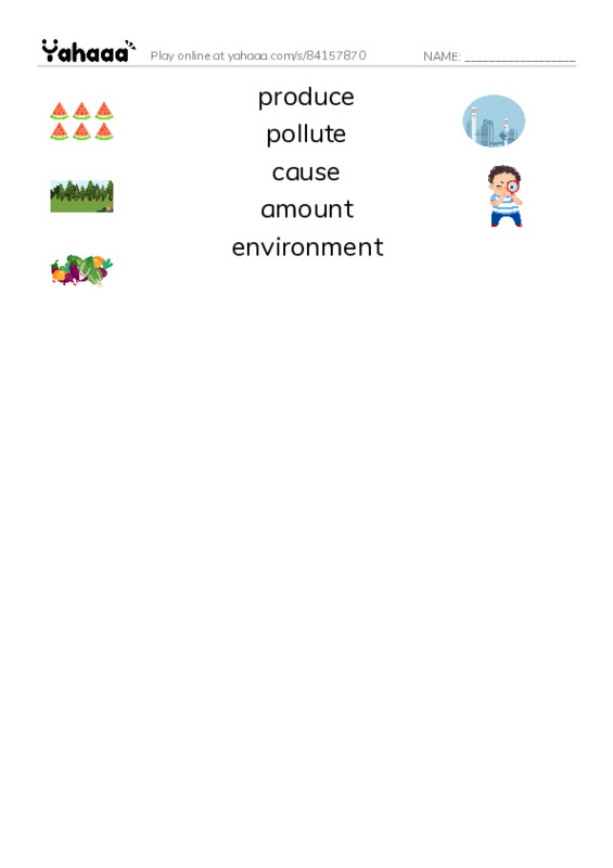 RAZ Vocabulary Q: Landfills What a Load of Garbage PDF three columns match words