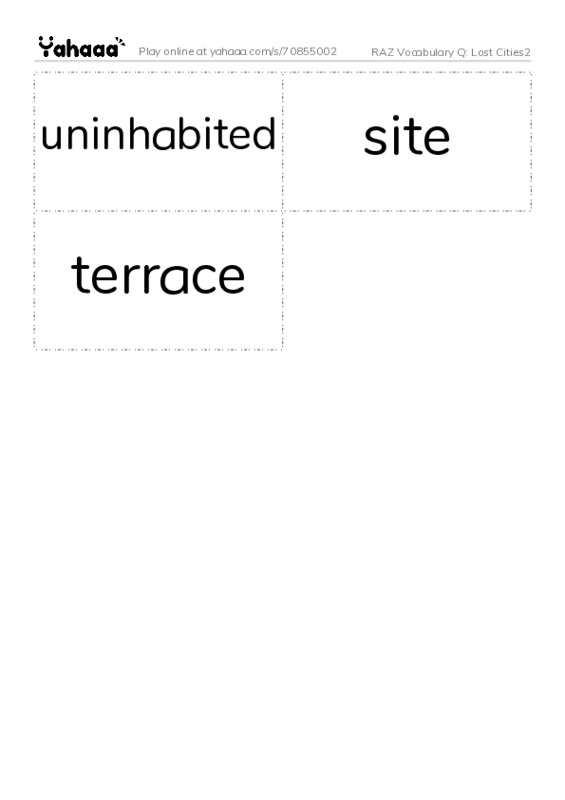 RAZ Vocabulary Q: Lost Cities2 PDF two columns flashcards