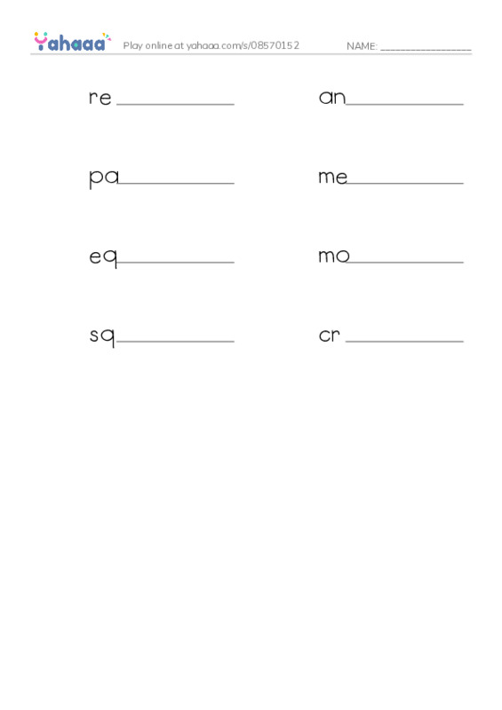 RAZ Vocabulary Q: Mermaid in a Teacup PDF worksheet writing row