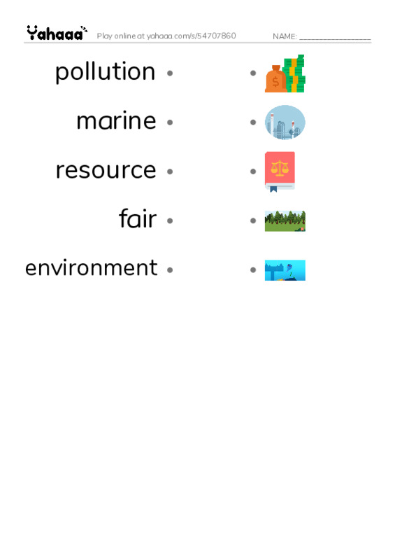RAZ Vocabulary Q: My Earth Day Birthday PDF link match words worksheet