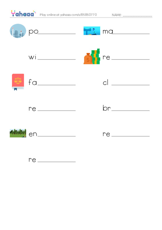 RAZ Vocabulary Q: My Earth Day Birthday PDF worksheet writing row