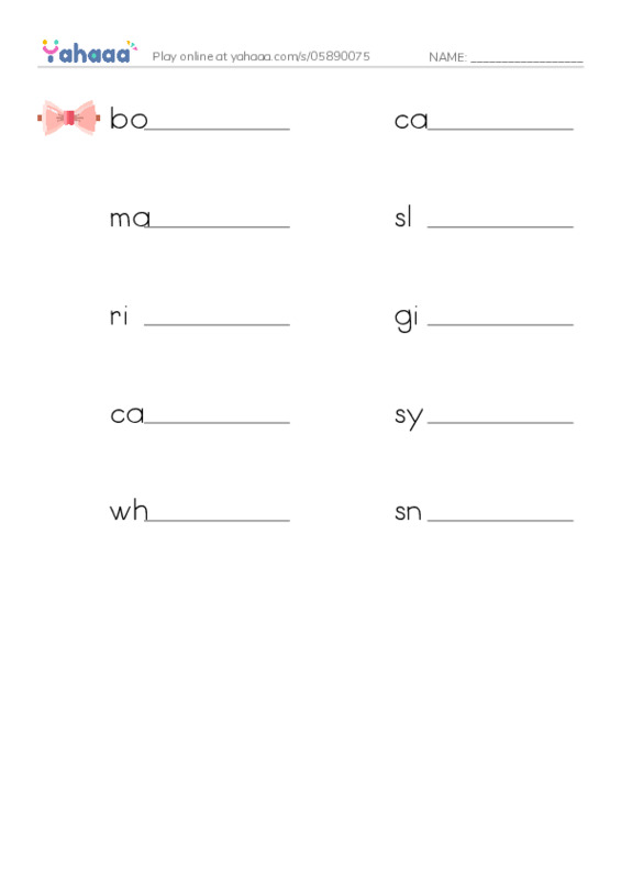 RAZ Vocabulary Q: On Eagle River PDF worksheet writing row