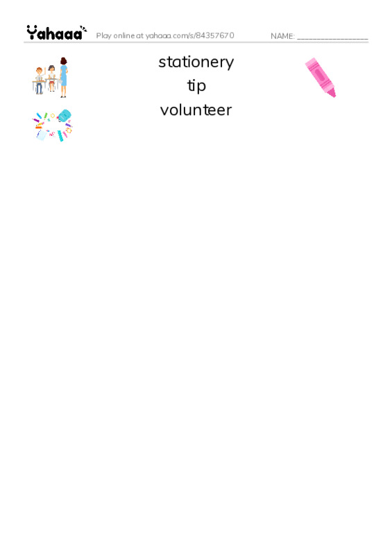 RAZ Vocabulary Q: SPRAK PDF three columns match words