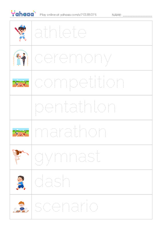 RAZ Vocabulary Q: Summer Olympics Events PDF one column image words