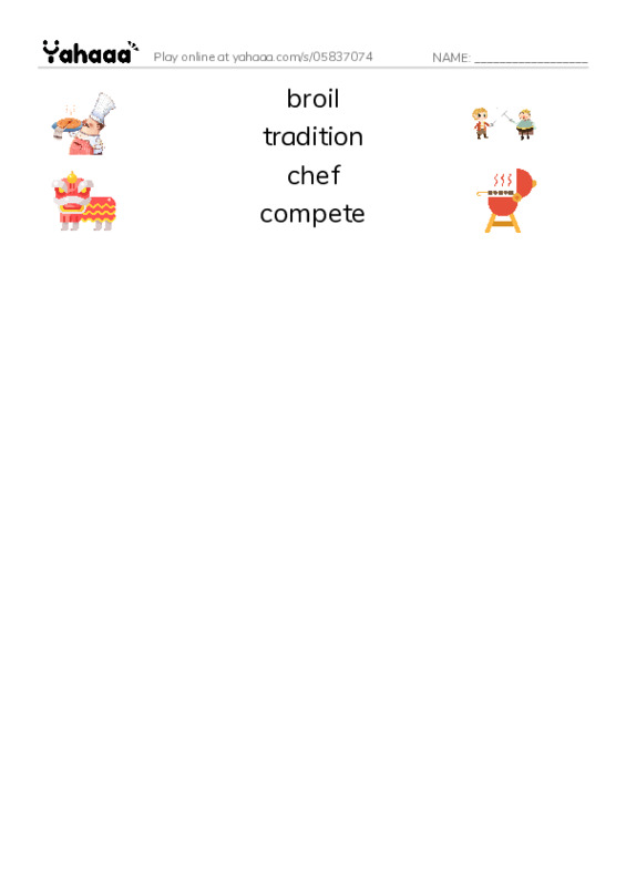 RAZ Vocabulary Q: Sweet Potato Challenge PDF three columns match words