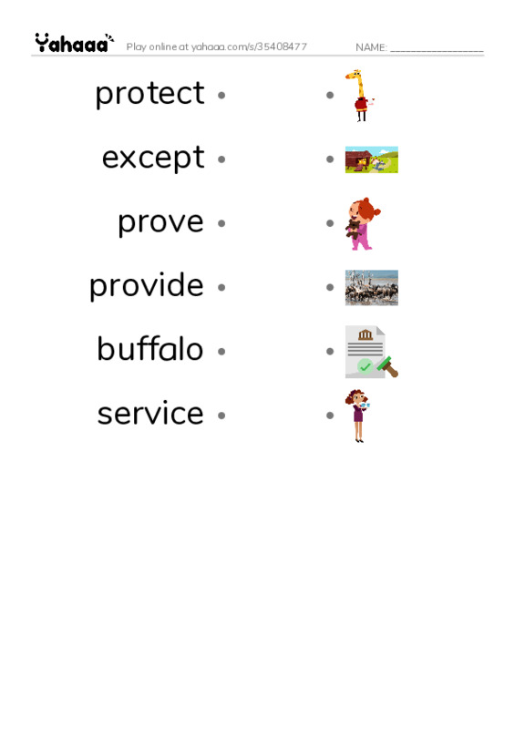 RAZ Vocabulary Q: The Buffalo Soldiers PDF link match words worksheet