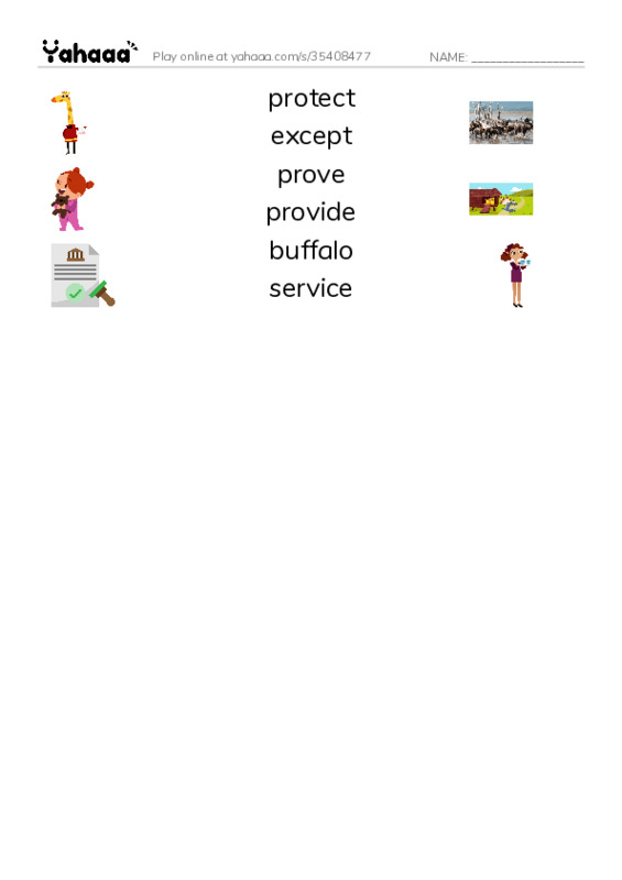 RAZ Vocabulary Q: The Buffalo Soldiers PDF three columns match words
