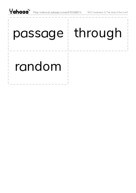 RAZ Vocabulary Q: The Cave of the Lost2 PDF two columns flashcards
