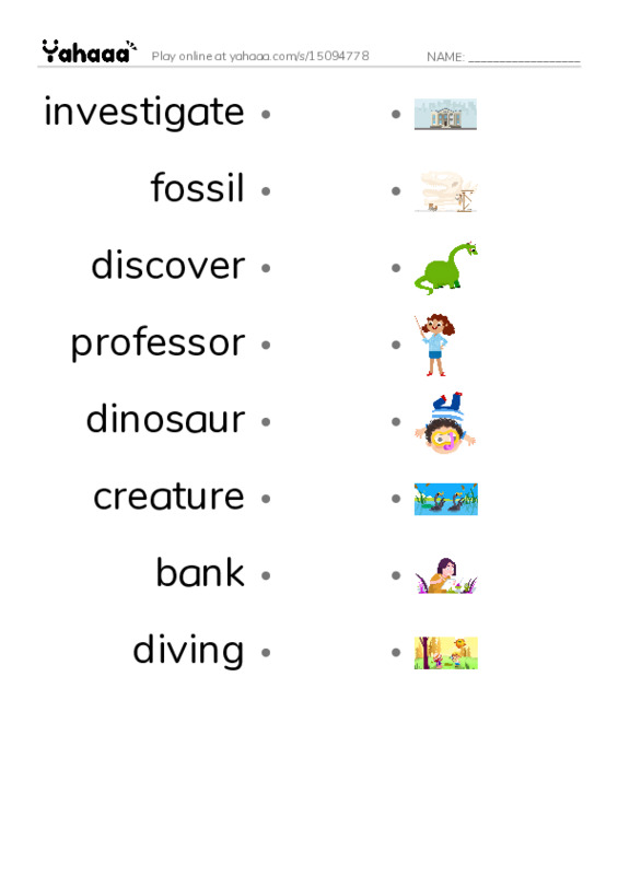 RAZ Vocabulary Q: The Footprint PDF link match words worksheet