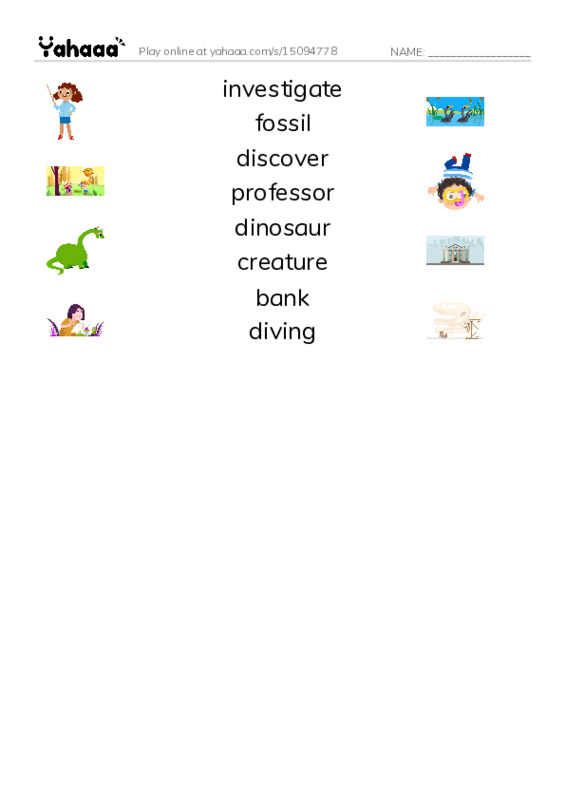 RAZ Vocabulary Q: The Footprint PDF three columns match words