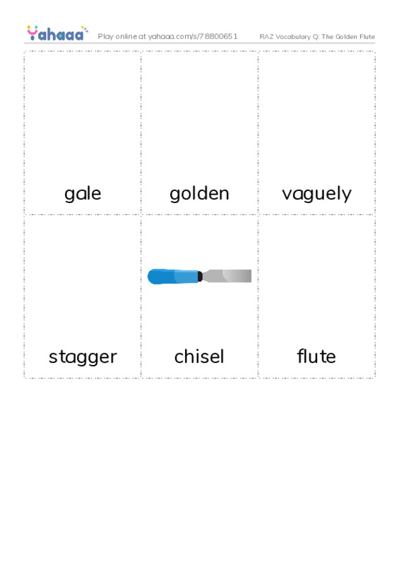 RAZ Vocabulary Q: The Golden Flute PDF flaschards with images