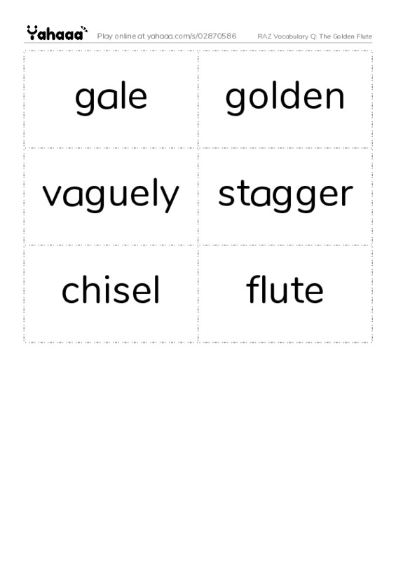 RAZ Vocabulary Q: The Golden Flute PDF two columns flashcards